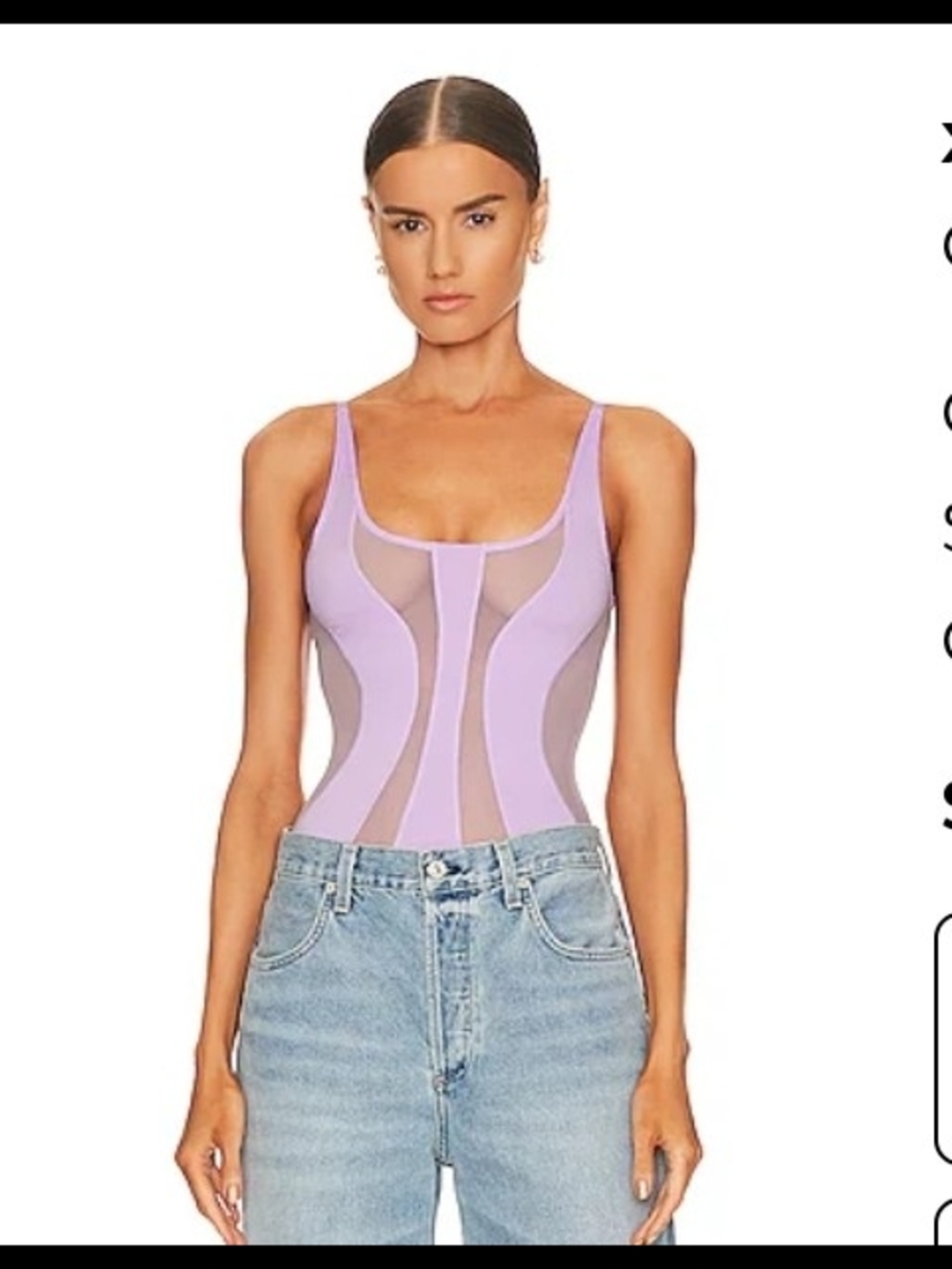Lilac Sculpted Mesh Tank Bodysuit - Women's Top